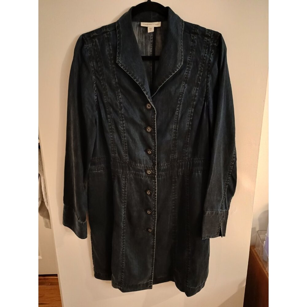 Coldwater Creek Button Down Chambray Denim Dress 100% Tencel Lyocell Sz 8